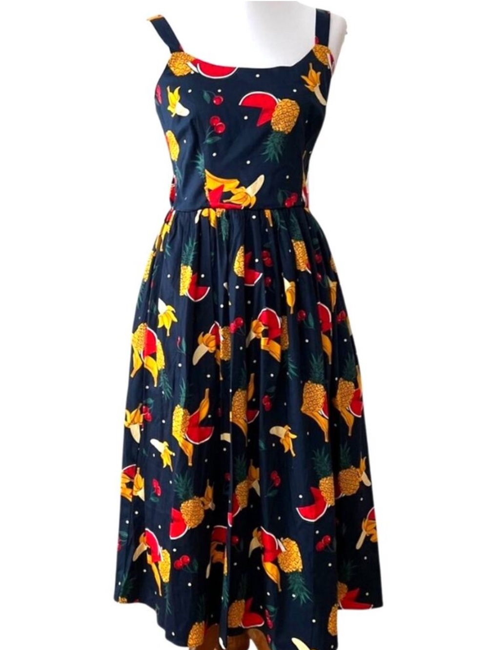 MODCLOTH Dress Small Midi Retro Medium Cotton Tropical Vacation COLLECTIF Pinup